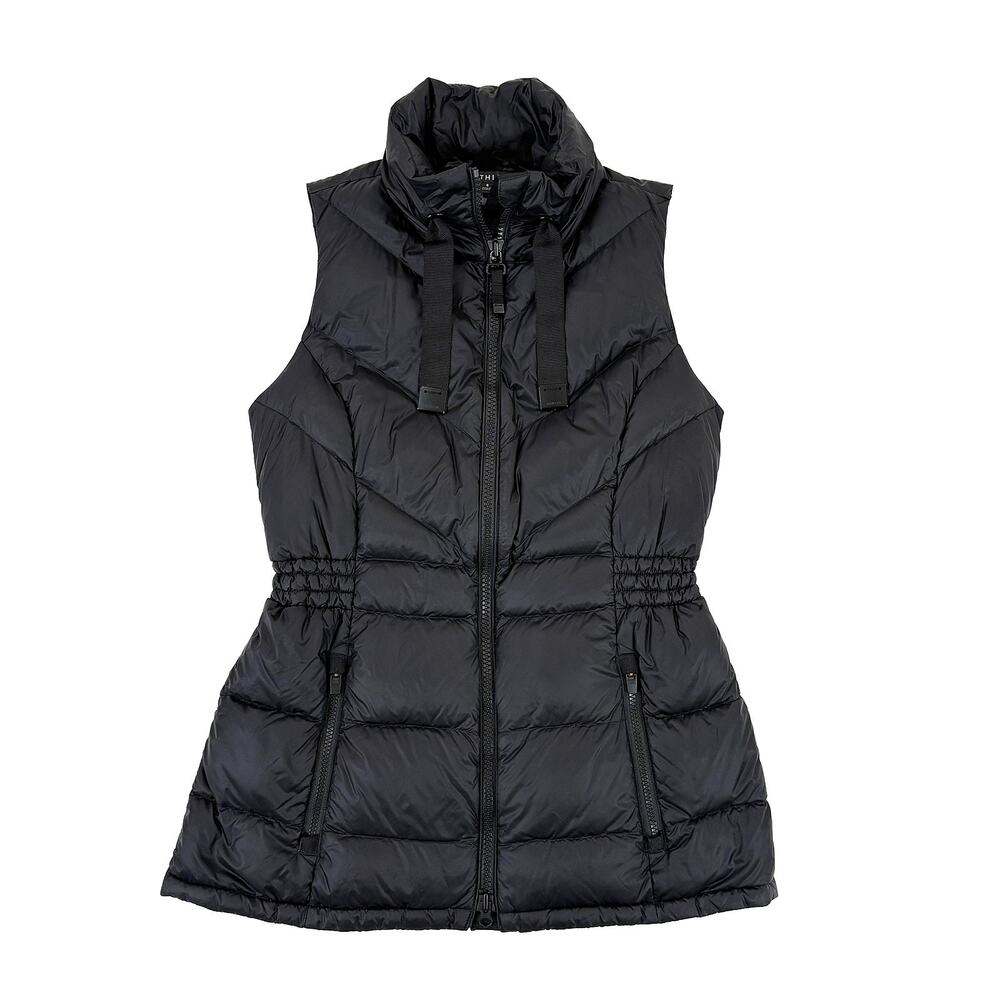 Athleta Goose Down Puffer Vest Women S Black Cinched Outdoor Athleisure Gorpcore